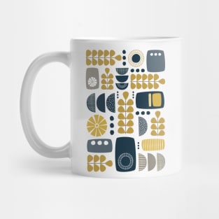 Retro Mid Century Modern in Navy Blue, Mustard Yellow and Grey Mug